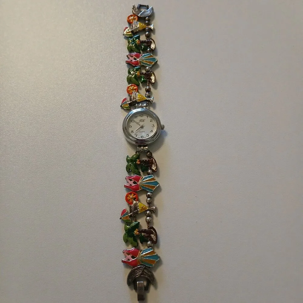 Y2K Women's JB Quartz Tropical Beach Colorful Bracelet Watch 24mm
